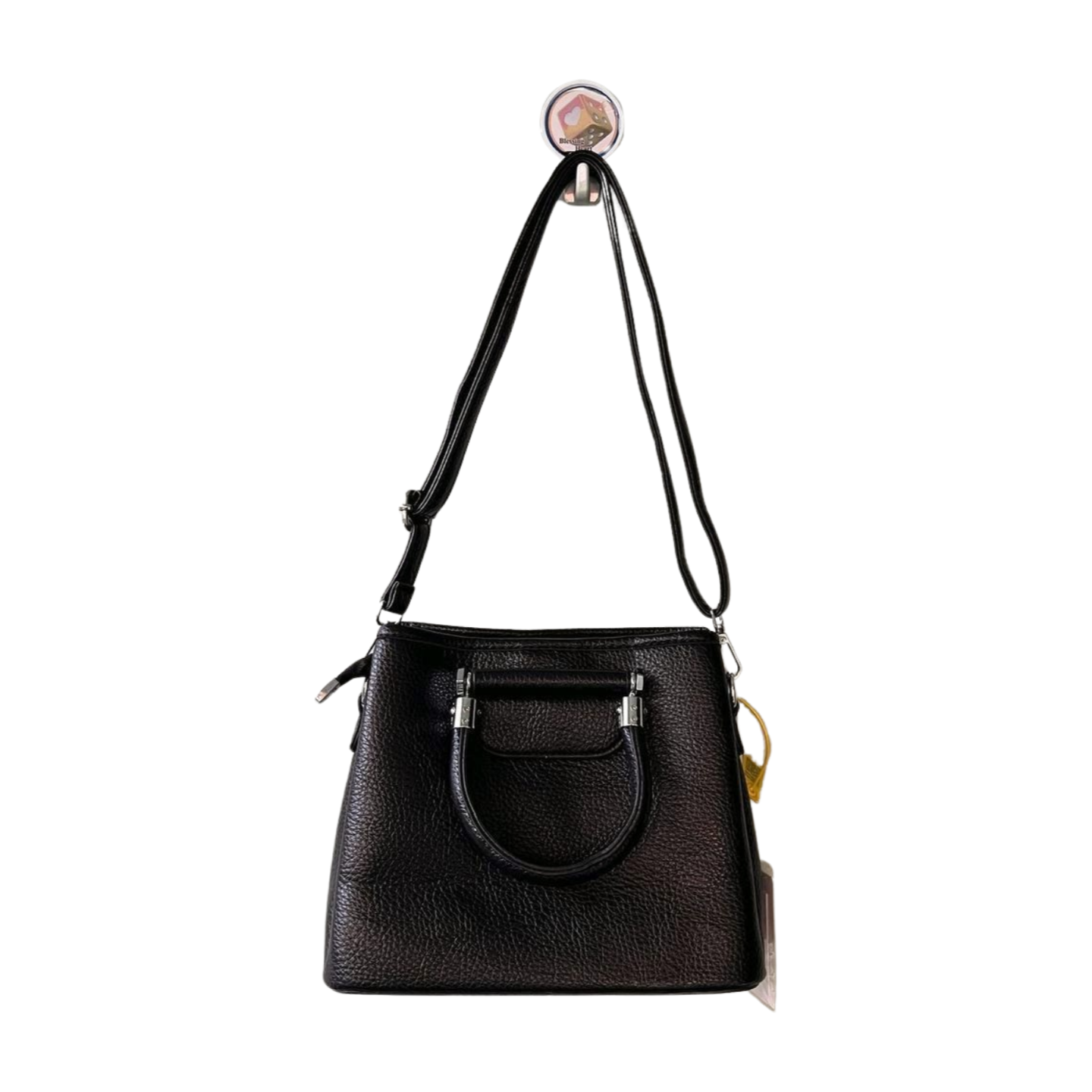 Imported Noir Elegance Dual Handle Handbag