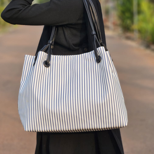 Imported Striped Everyday Tote Bag