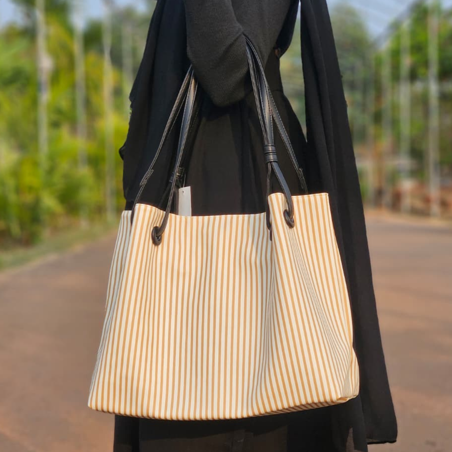 Imported Striped Everyday Tote Bag