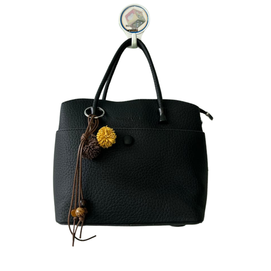 Elegant Black Textured Handbag with Sling