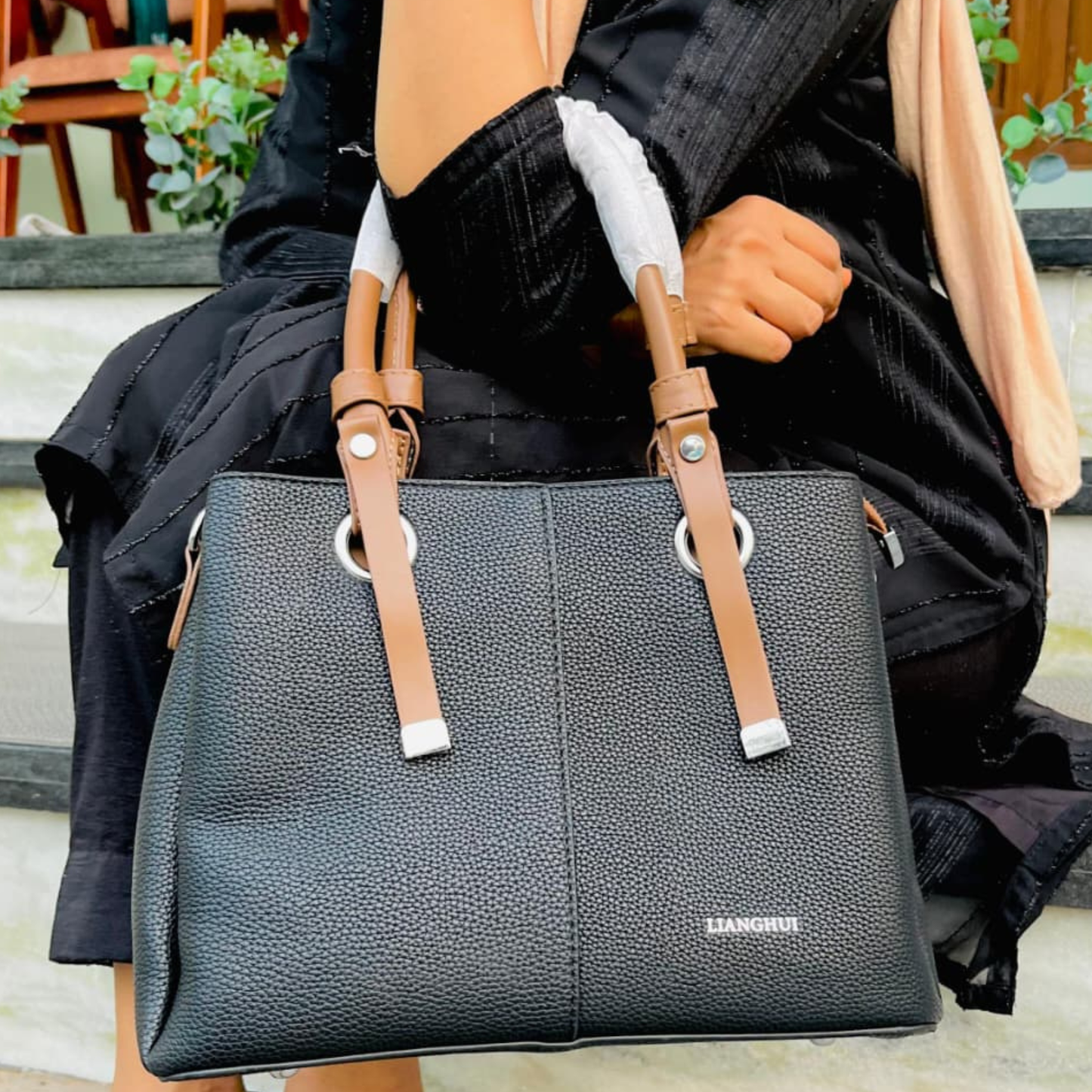 Dual Tone Premium Handbag with Sling