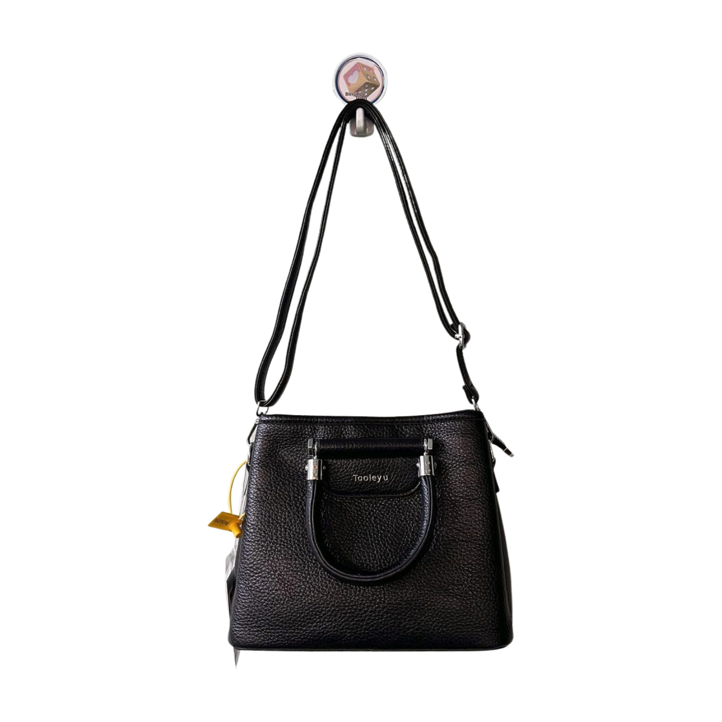 Imported Noir Elegance Dual Handle Handbag