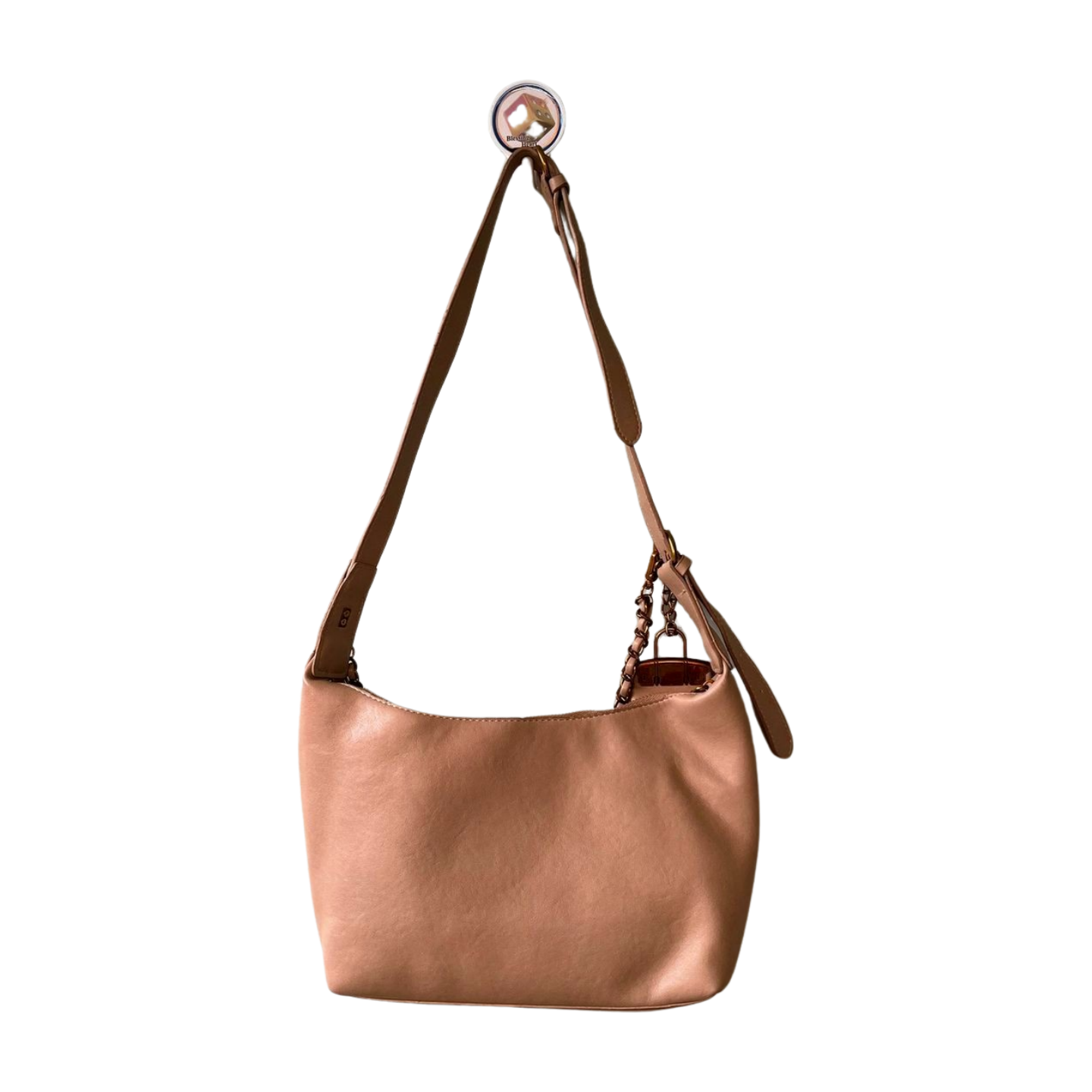 Blush Chain Accent Shoulder Bag