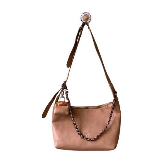 Blush Chain Accent Shoulder Bag